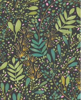 Papier peint Floral Green Life 2 Joy Vert Noir 101699791