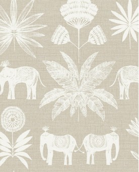 Papier peint ethnique Eléphants Happy Beige FD26433