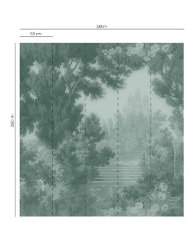 Panoramique intissé Toile de Jouy paysage romantique