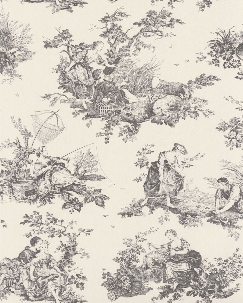 Papier peint intissé Toile de Jouy Noir Les Belles Toiles de Jouy 2