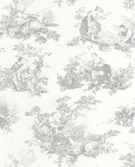 Papier peint intissé Toile de Jouy Gris Les Belles Toiles de Jouy 2