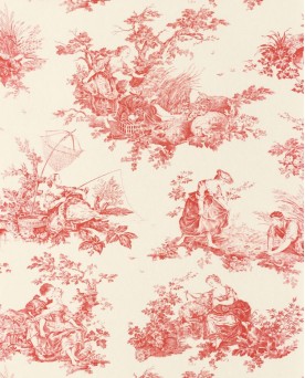 Papier peint intissé Toile de Jouy Rouge Les Belles Toiles de Jouy 2