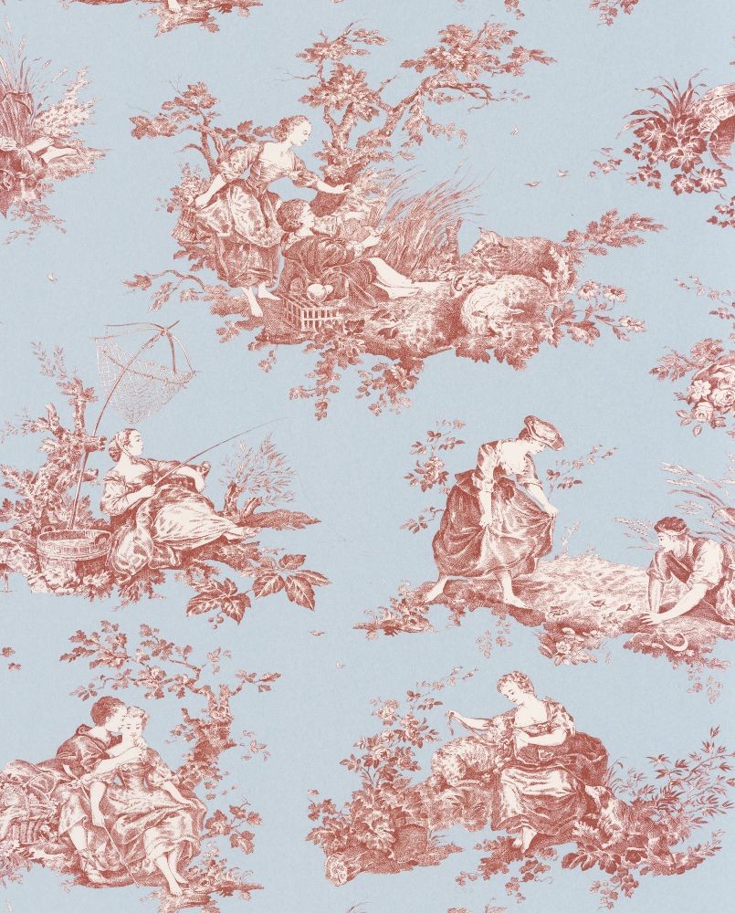 Papier peint intissé Toile de Jouy Rouge Les Belles Toiles de Jouy 2