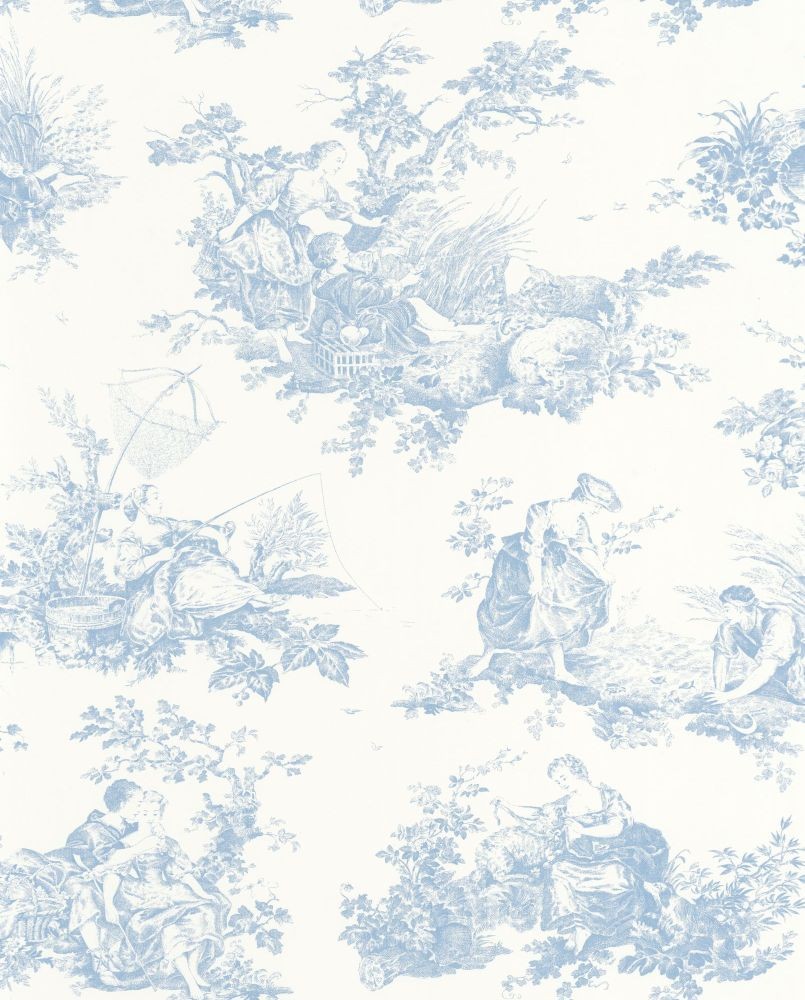 Papier peint intissé Toile de Jouy Bleu Les Belles Toiles de Jouy 2