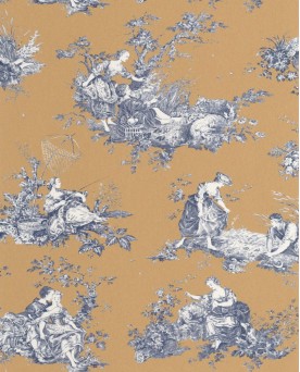 Papier peint intissé Toile de Jouy Orange Les Belles Toiles de Jouy 2