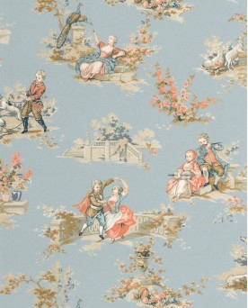 Papier peint intissé Toile de Jouy Bleu Les Belles Toiles de Jouy 2