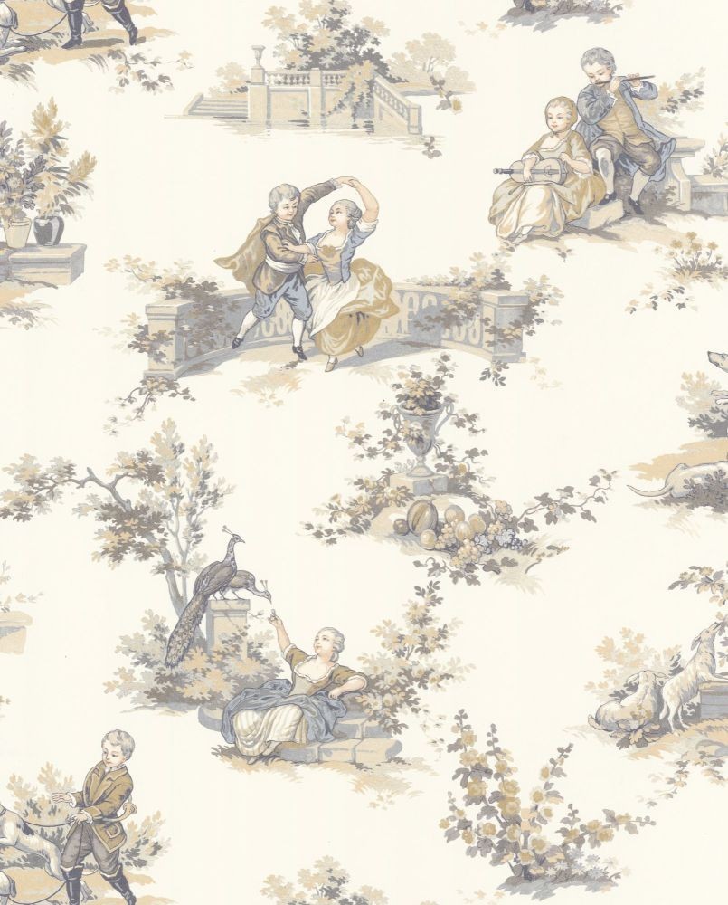 Papier peint intissé Toile de Jouy Beige Les Belles Toiles de Jouy 2