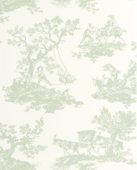 Papier peint intissé Toile de Jouy Vert Les Belles Toiles de Jouy 2