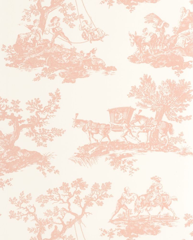 Papier peint intissé Toile de Jouy Rose Les Belles Toiles de Jouy 2