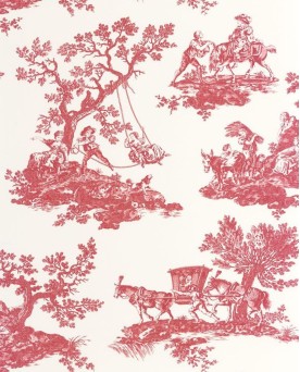 Papier peint intissé Toile de Jouy Rouge Les Belles Toiles de Jouy 2