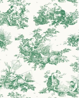 Papier peint intissé Toile de Jouy Vert Les Belles Toiles de Jouy 2