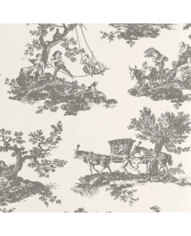 Papier peint intissé Toile de Jouy Noir Les Belles Toiles de Jouy 2