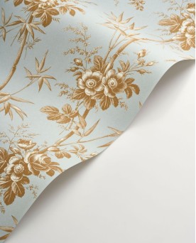 Papier peint intissé floral Bleu Les Belles Toiles de Jouy 2