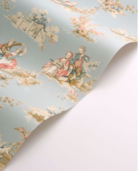Papier peint intissé Toile de Jouy Bleu Les Belles Toiles de Jouy 2