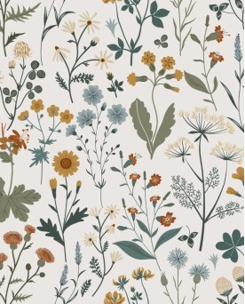 Papier peint intissé à fleurs rétro