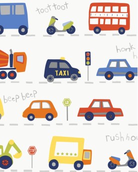 Papier peint intissé enfant Multicolore Petites voitures