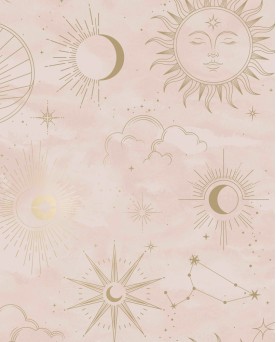 Papier peint intissé enfant Rose Ciel Etoilé
