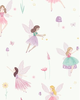 Papier peint intissé enfant Rose Fées