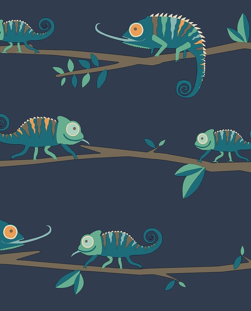 Papier peint intissé enfant Bleu Savane Joyeuse