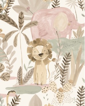 Papier peint intissé enfant Beige Savane Joyeuse