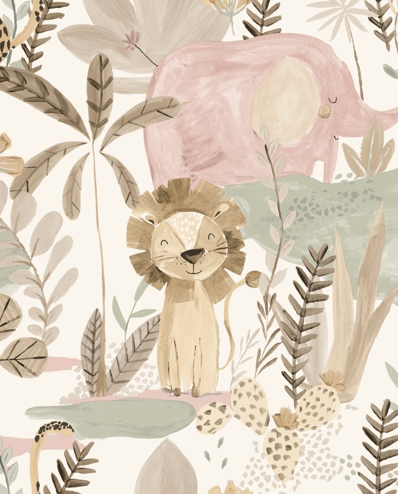 Papier peint intissé enfant Beige Savane Joyeuse