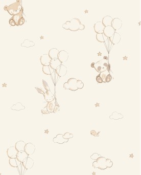 Papier peint intissé enfant Beige Ourson