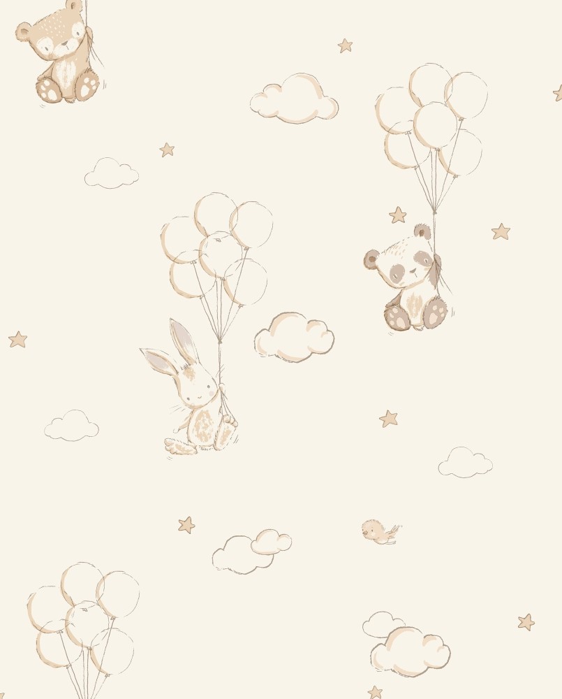 Papier peint intissé enfant Beige Ourson