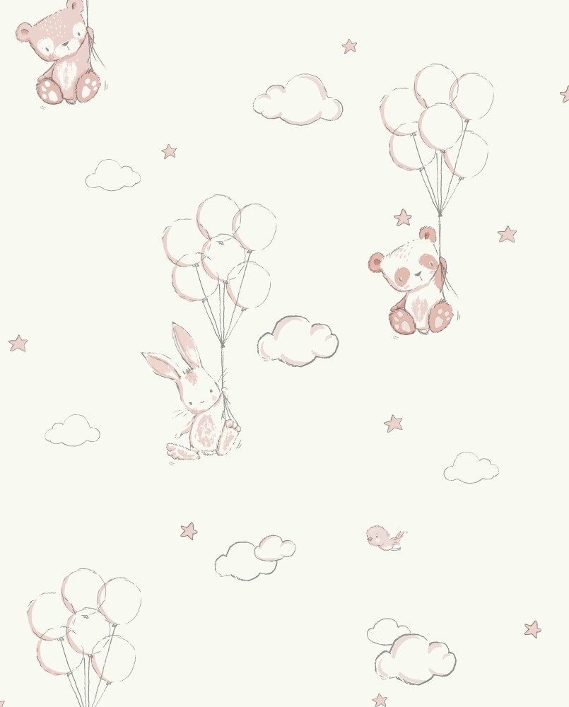 Papier peint intissé enfant Rose Ourson
