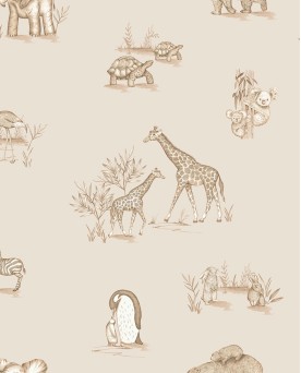 Papier peint intissé enfant Beige Savane Joyeuse