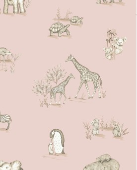 Papier peint intissé enfant Rose Savane Joyeuse