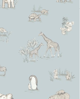 Papier peint intissé enfant Bleu Savane Joyeuse