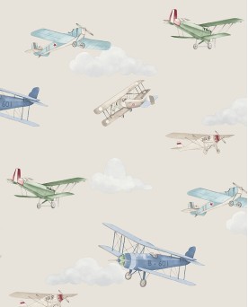 Papier peint intissé enfant Beige Avion