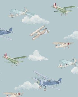 Papier peint intissé enfant Bleu Avion