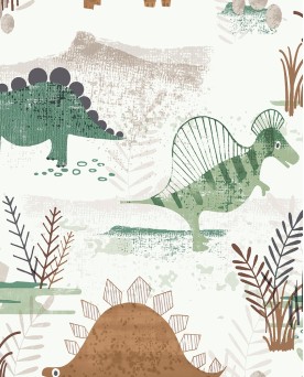 Papier peint intissé enfant Vert Dinosaure